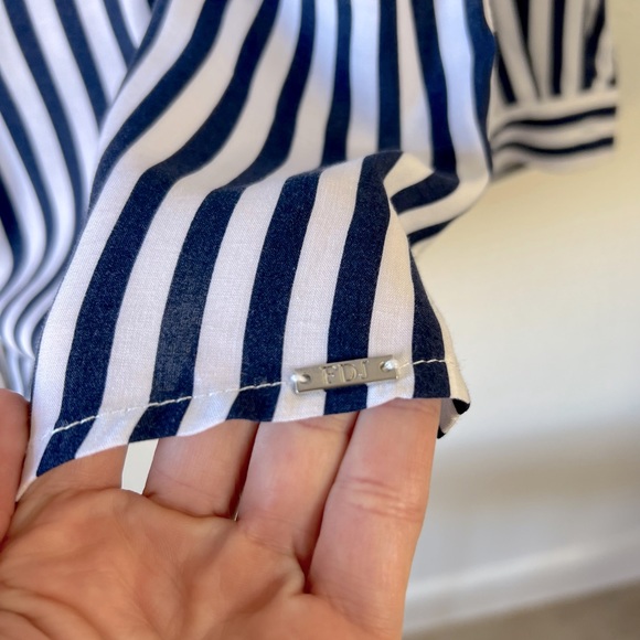 FDJ blouse stripes navy size 8 medium - Picture 4 of 8